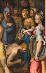 Chapelle de Notre-Dame du Peuple, Deuxième travée côté nord, Bernardino Campi, Décollation du Baptiste 1569, (détail) - Bernardino Campi