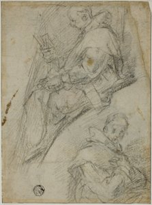 Deux études de Chartreux (recto); Trois esquisses de têtes de Chartreux (verso) - Bernardino Poccetti