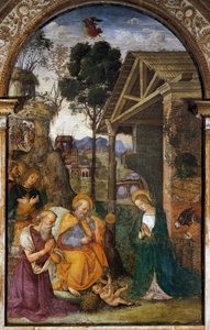 Nativité avec Saint Jérôme, fresque de jeunesse par Bernardino Betti dit Il Pinturicchio