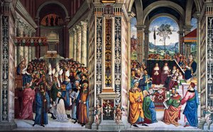 Pie II arrivant à Ancône pour commencer la croisade (16e siècle), fresque de Pinturicchio (1452-1513), Bibliothèque Piccolomini, Cathédrale de Sienne, Toscane, Italie - Bernardino di Betto Pinturicchio