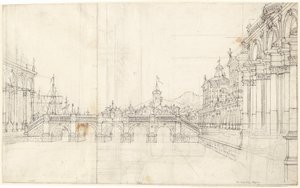 Un Caprice de Palais et une Loggia Faisant Face à un Pont Classique - Bernardo Bellotto