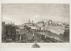 Vue extérieure de la porte italienne des remparts de la ville de Dresde - Bernardo Bellotto
