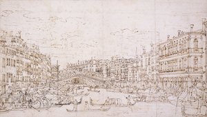 Le Grand Canal, Venise, avec le pont du Rialto depuis le sud - Bernardo Bellotto