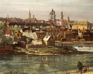 Vue de Munich depuis Haidhausen avec la rivière Isar au centre (détail)