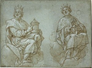 Deux rois de Juda assis ; Josias et Ézéchias