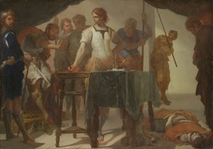 Mucius Scaevola face au roi Porsenna - Bernardo Cavallino