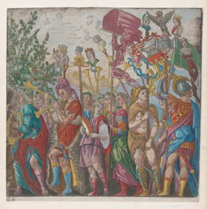 Feuille 7 : procession de musiciens et autres portant des étendards, du Triomphe de Jules - Bernardo Malpizzi
