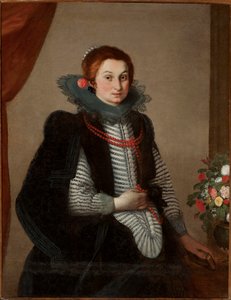 Portrait de jeune fille avec collier de corail