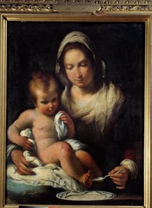 La Vierge à la cuillère. Peinture par Bernardo Strozzi (1581-1644)