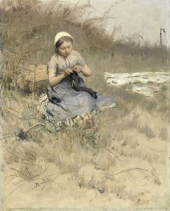 Fille tricotant - Bernardus Johannes Blommers
