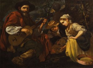 Guitariste avec garçon et fille (Allégorie de l