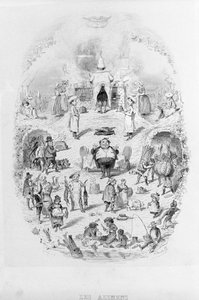 Alimentation : cuisine et différentes façons de préparer les aliments dans Brillat-Savarin illustré par Bertall. Paris 1840. - Bertall