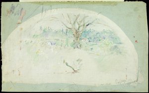 Éventail représentant Bougival, 1884 - Berthe Morisot