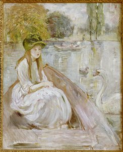 Jeanne Fourmanoir au bord du lac. Peinture de Berthe Morisot