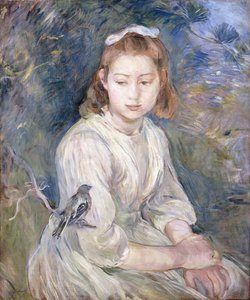Petite fille avec un oiseau