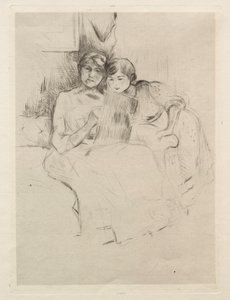 La leçon de dessin (Berthe Morisot dessinant avec sa fille) - Berthe Morisot