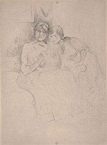 La leçon de dessin - Berthe Morisot dessinant avec sa fille - Berthe Morisot