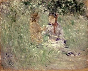Femme et enfant dans un pré à Bougival - Berthe Morisot