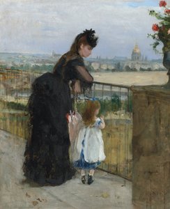 Femme et enfant sur un balcon
