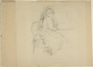 Jeune fille assise à une table - Berthe Morisot