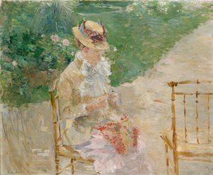 Jeune femme tricotant