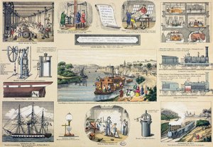 Histoire de la vapeur, illustration pour un manuel éducatif, milieu du XIXe siècle - Bertmont