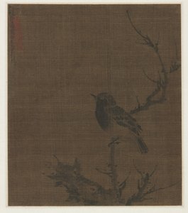 Oiseau endormi sur une branche de prunus - Bian Wenjin
