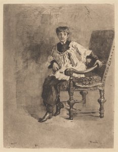 Acolyte assis, vers 1872