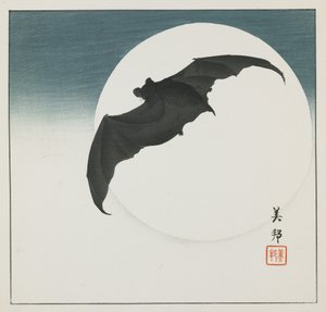 Chauve-souris et Lune, début du 20e siècle - Biho Takashi or Takahashi (b. 1873. fl 1890 1930)