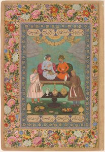 Jahangir reçoit Shah Abbas du St. Petersburg Album, c.1620 - Bishandas