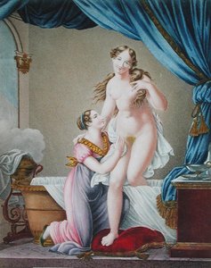 Femme sortant de son bain, assistée par sa servante, vers 1820 - Blaizot (after)
