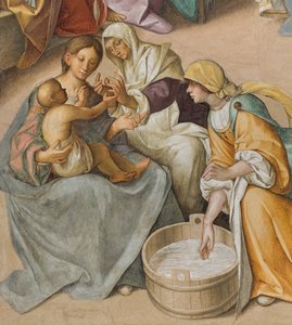 Nef centrale, Deuxième travée nord, Naissance de la Vierge, Boccaccio Boccaccino 1514-15, (détail)