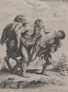 Le Silène ivre, soutenu par un satyre et un faune