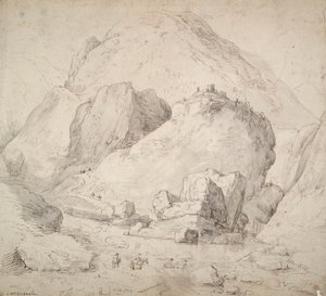 Paysage montagneux avec figure à cheval au premier plan - Bonaventura Peeters