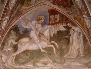 Saint Georges et le Dragon, vers 1460 (fresque)