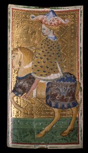 Tarots Visconti-Sforza : le cheval de deniers