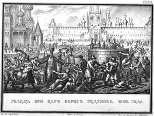Famine sous le règne de Boris Godounov. De Karamzin illustré, 1836