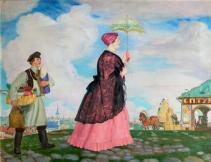 Femme de marchand avec des achats, 1920