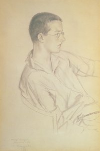 Portrait de Dmitri Dmitrievich Chostakovitch (1906-75), 1923 - Boris Mikhailovich Kustodiev