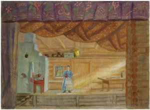 Décor de scène pour la pièce Virineya de Lidia Seyfullina, 1925