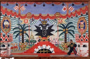 Décor de scène pour la pièce de théâtre La puce par E. Zamyatin, 1925-1926 - Boris Mikhailovich Kustodiev