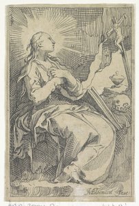 Marie Madeleine pénitente dans la grotte devant un crucifix - Boëtius Adamsz. Bolswert