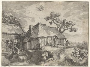 Paysage avec ferme et enlèvement de Ganymède - Boëtius Adamsz. Bolswert