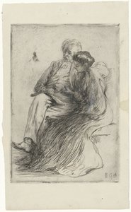 Jeune femme lisant et homme âgé - Bramine Hubrecht
