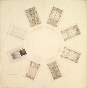 Salle octogonale avec vues sectionnelles, 19ème siècle
