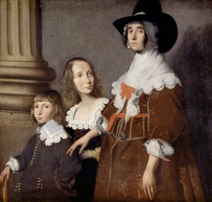 Hester Tradescant et ses beaux-enfants, John et Frances, c. 1644