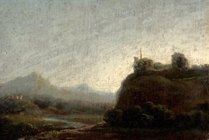 Paysage montagneux, soir