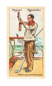 Intendant Francis Drake, secrétaire et météorologue du navire, prenant des températures de la mer