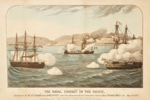 Le combat naval dans le Pacifique, entre le HMS 