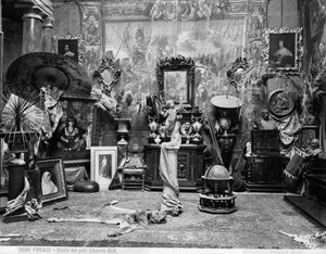 Atelier du peintre florentin Edoardo Gelli (photo n/b)